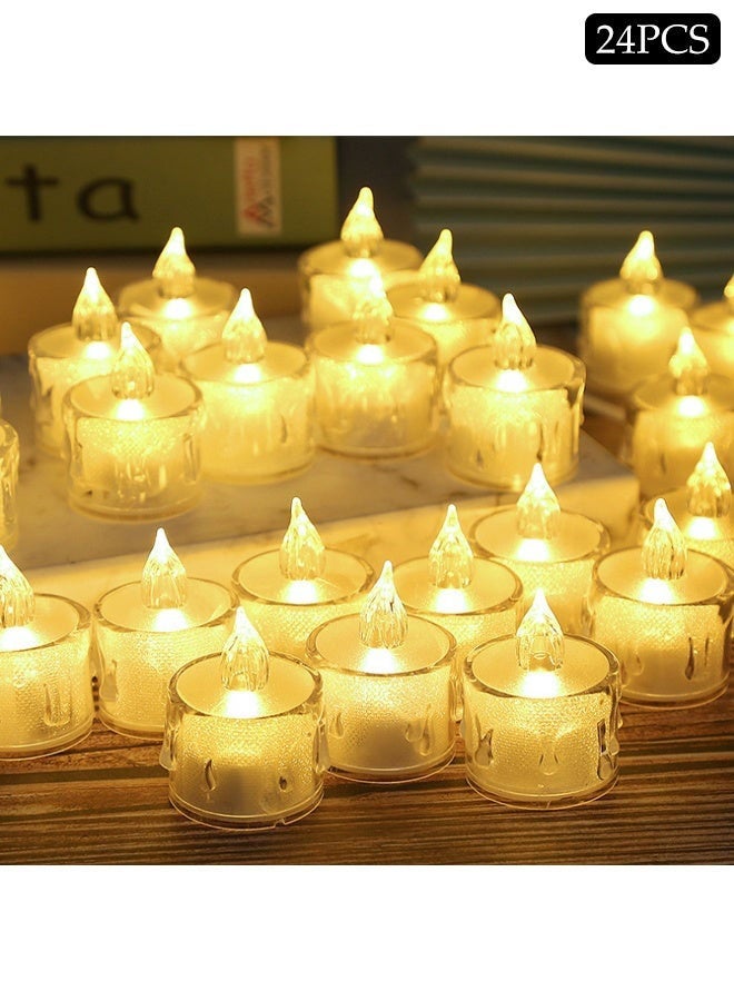 DURKU 24 Pack LED Candles Tea Light Flameless Candle Lights Battery Operated Bright Simulated Tea Lights Moving Electric LED Fake Candle Light Set for Festival Celebration, Home Decor, Wedding, Table Decor, Party - Image 1